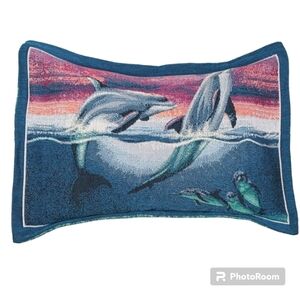 NWT PILLOW SHAMS Home Decor Wall Bed Dolphins Playing Tapestry (5 avail)